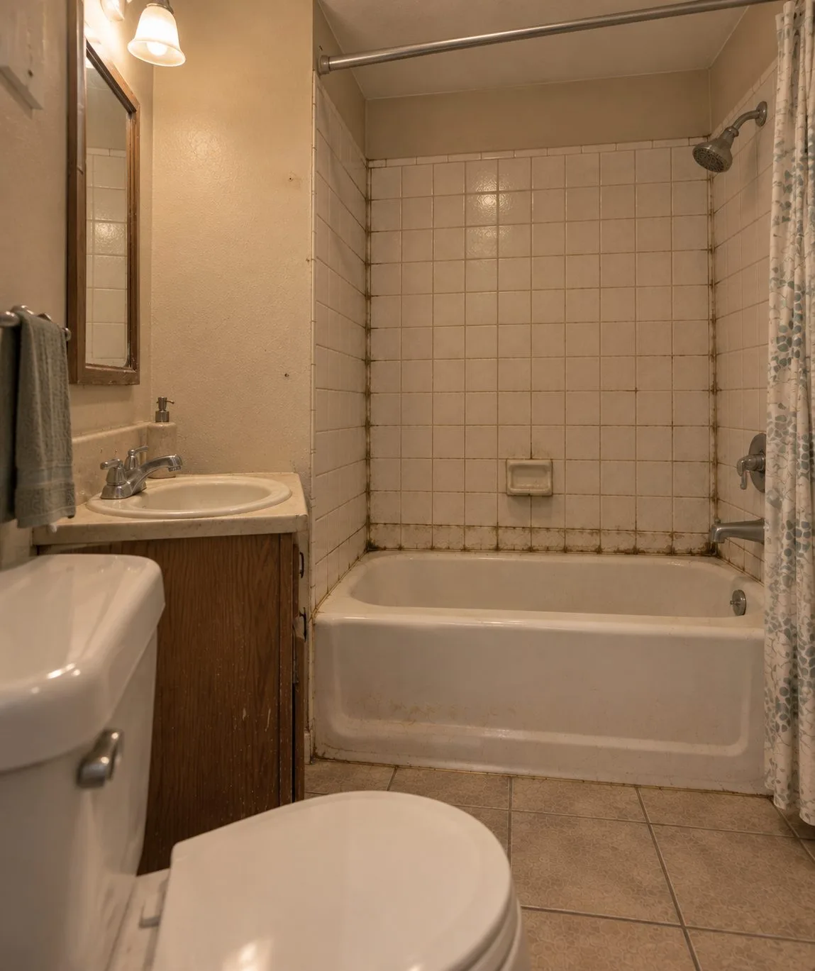 Bathroom tile renovation — before