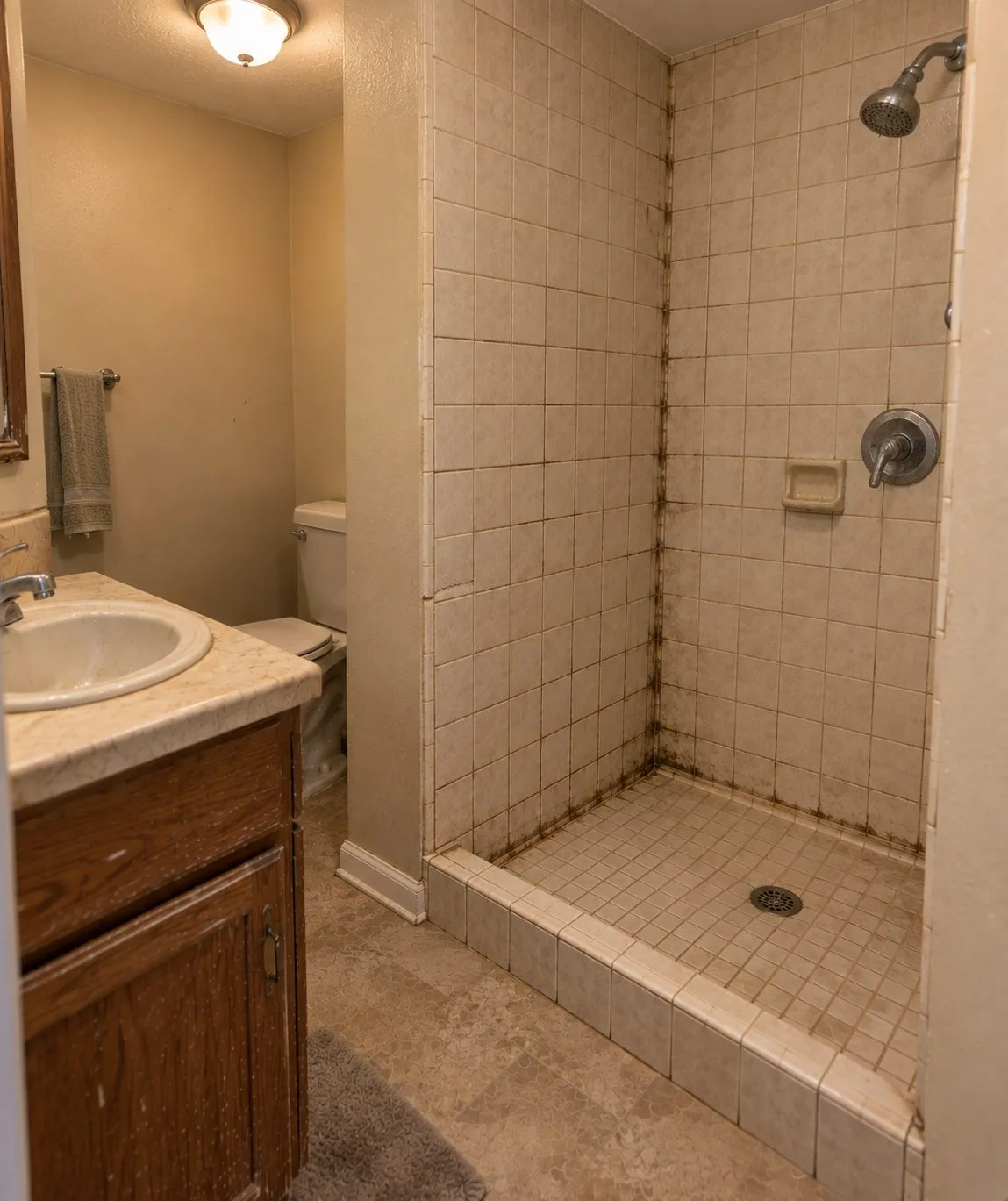 Bathroom tile renovation — before