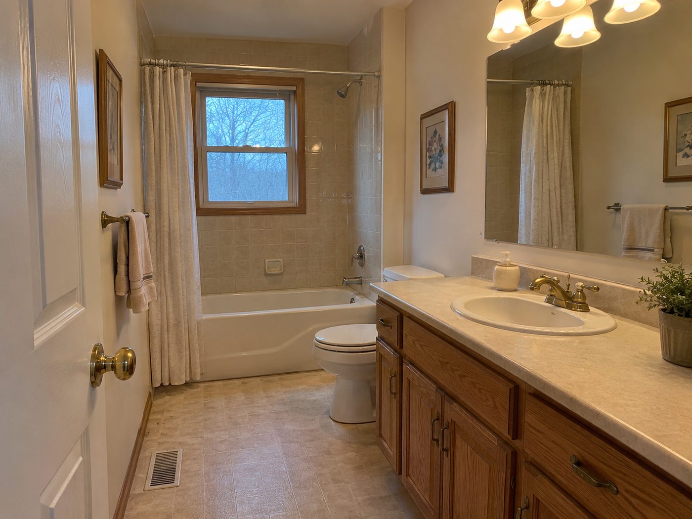 Tub to walk-in shower conversion — before