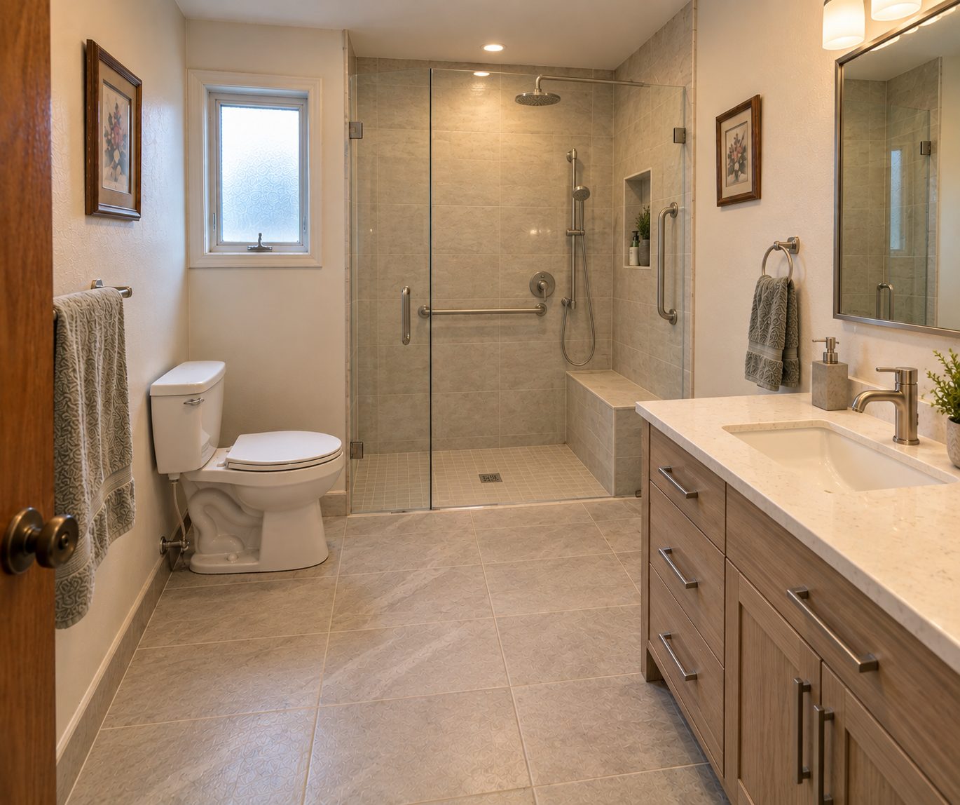 Tub to walk-in shower conversion — after