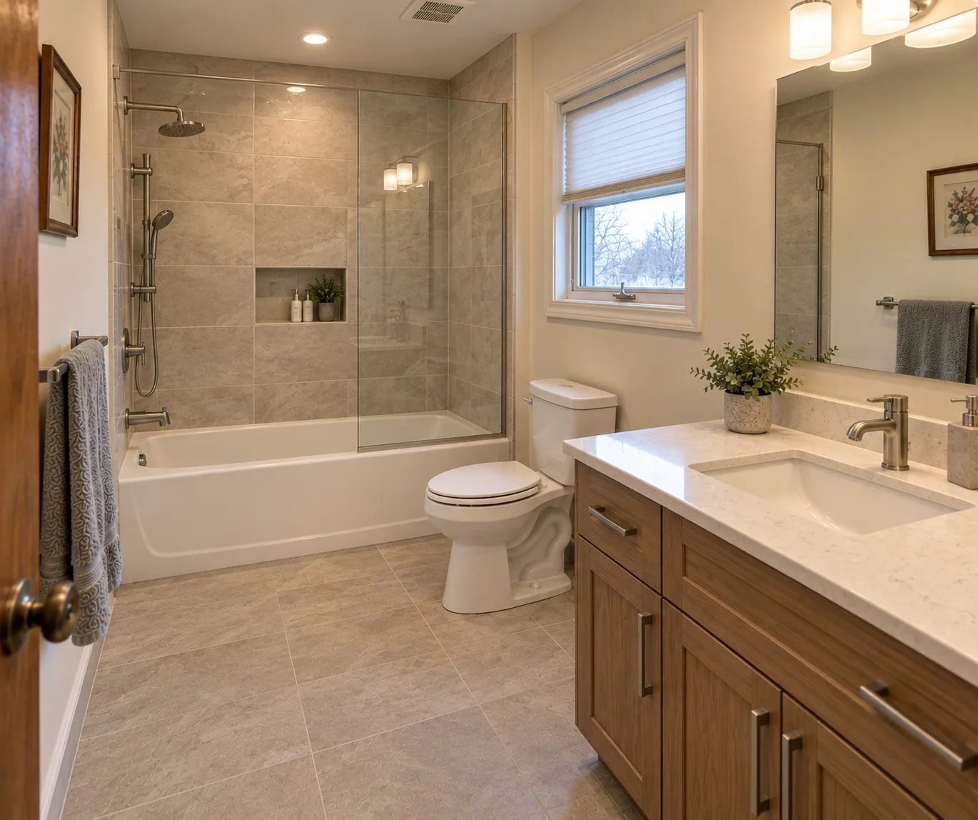 Tub to walk-in shower conversion — after