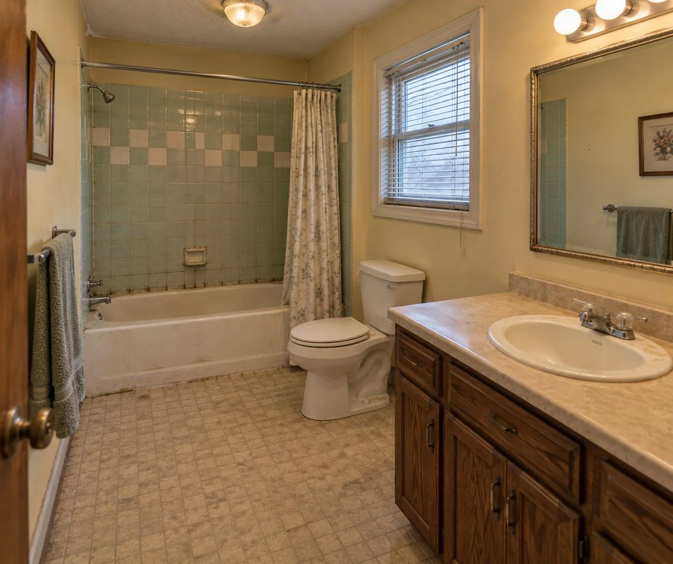 Tub to walk-in shower conversion — before