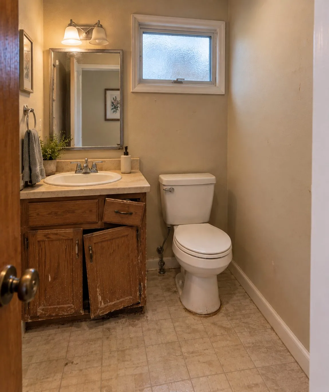 Vanity and cabinet renovation — before